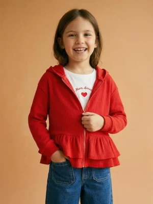 Sinsay - Rozpinana bluza z kapturem - czerwony