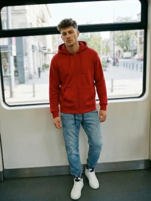 Sinsay - Rozpinana bluza z kapturem - czerwony