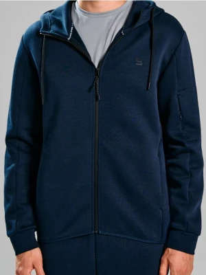 Sinsay - Rozpinana bluza z kapturem - granatowy