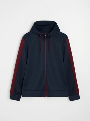 Sinsay - Rozpinana bluza z kapturem - granatowy