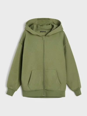 Sinsay - Rozpinana bluza z kapturem - green spruce