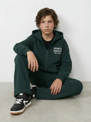 Sinsay - Rozpinana bluza z kapturem - green spruce