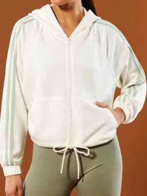 Sinsay - Rozpinana bluza z kapturem Gym Hard - kremowy