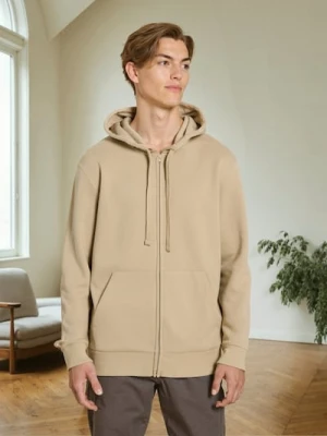 Sinsay - Rozpinana bluza z kapturem i kieszeniami - beżowy