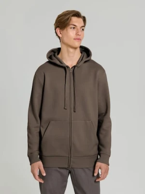 Sinsay - Rozpinana bluza z kapturem i kieszeniami - brązowy