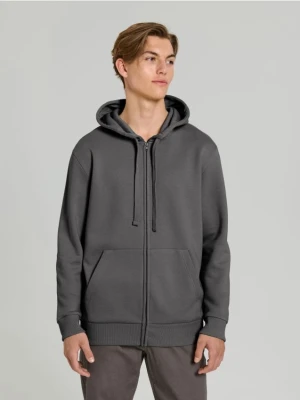 Sinsay - Rozpinana bluza z kapturem i kieszeniami - szary