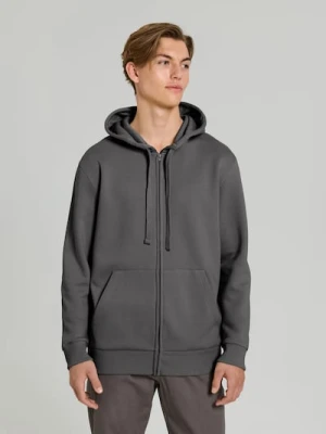 Sinsay - Rozpinana bluza z kapturem i kieszeniami - szary