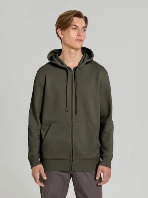 Sinsay - Rozpinana bluza z kapturem i kieszeniami - zielony