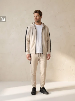 Sinsay - Rozpinana bluza z kapturem - kremowy