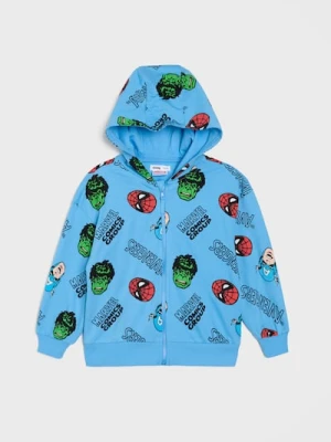 Sinsay - Rozpinana bluza z kapturem Marvel - niebieski