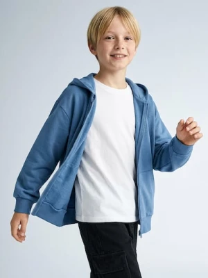 Sinsay - Rozpinana bluza z kapturem - niebieski