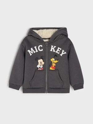 Sinsay - Rozpinana bluza z kapturem sherpa Mickey Mouse - szary