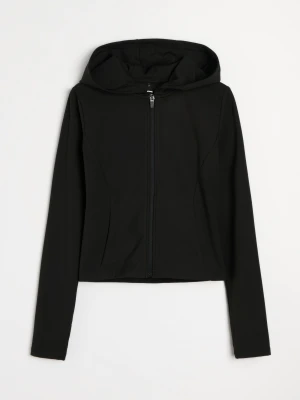 Sinsay - Rozpinana bluza z kapturem slim fit Active - czarny
