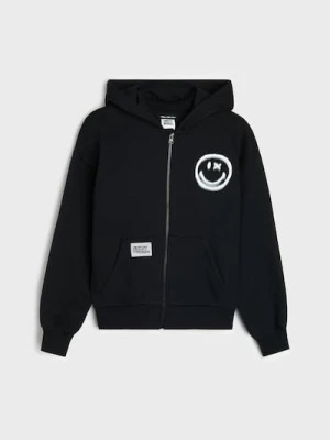 Sinsay - Rozpinana bluza z kapturem SmileyWorld® - czarny