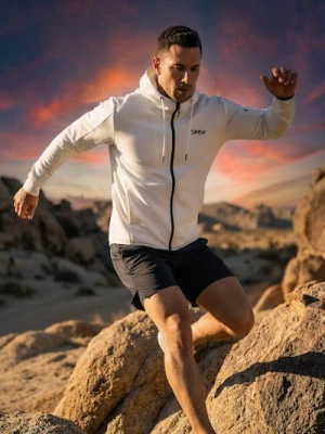 Sinsay - Rozpinana bluza z kapturem SNSY PERFORMANCE - biały