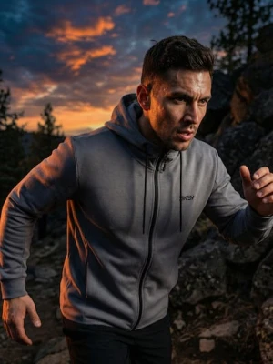 Sinsay - Rozpinana bluza z kapturem SNSY PERFORMANCE - szary