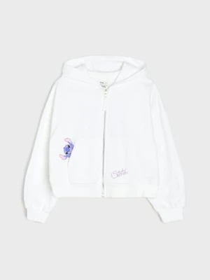 Sinsay - Rozpinana bluza z kapturem Stitch - biały