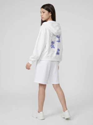 Sinsay - Rozpinana bluza z kapturem Stitch - biały
