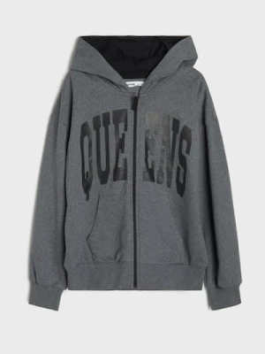 Sinsay - Rozpinana bluza z kapturem - szary