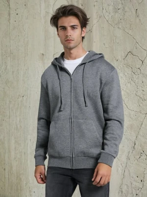 Sinsay - Rozpinana bluza z kapturem - szary