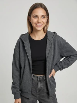 Sinsay - Rozpinana bluza z kapturem - szary