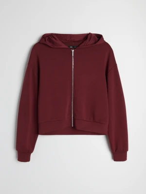 Sinsay - Rozpinana bluza z kapturem z domieszką wiskozy soft touch - pomarańczowy