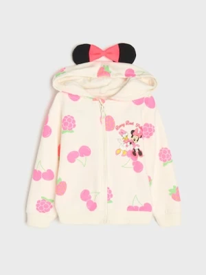 Sinsay - Rozpinana bluza z kapturem z elementami 3D Minnie and Daisy - kremowy