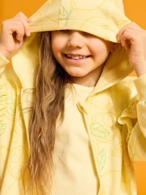 Sinsay - Rozpinana bluza z kapturem z motywem cytryn - żółty