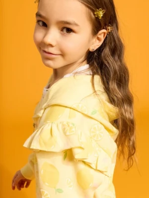 Sinsay - Rozpinana bluza z kapturem z motywem cytryn - żółty