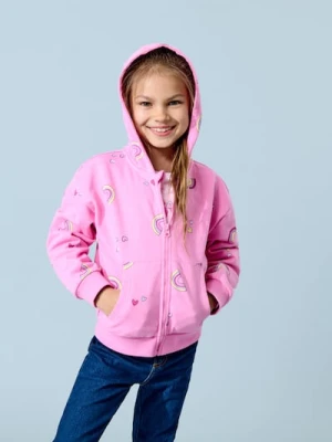 Sinsay - Rozpinana bluza z kapturem z motywem tęczy - różowy