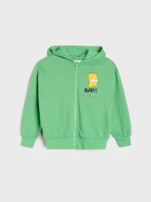 Sinsay - Rozpinana bluza z kapturem z nadrukiem Bart The Simpsons - zielony