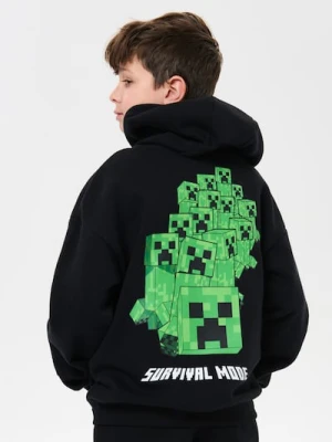 Sinsay - Rozpinana bluza z kapturem z nadrukiem ma plecach Minecraft - czarny