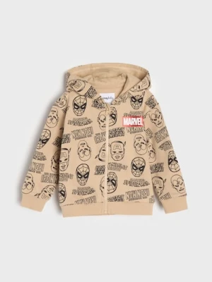 Sinsay - Rozpinana bluza z kapturem ze wzorem Marvel - beżowy