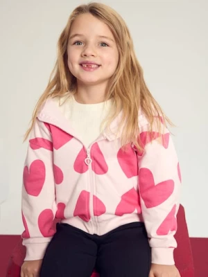 Sinsay - Rozpinana bluza z kapturem ze wzorem w serca - różowy