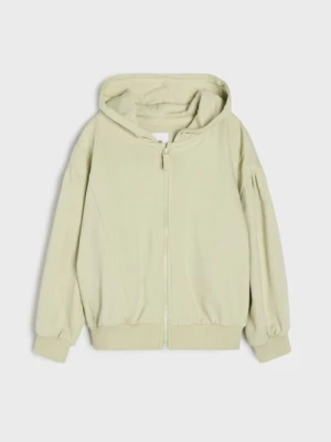 Sinsay - Rozpinana bluza z kapturem - zielony