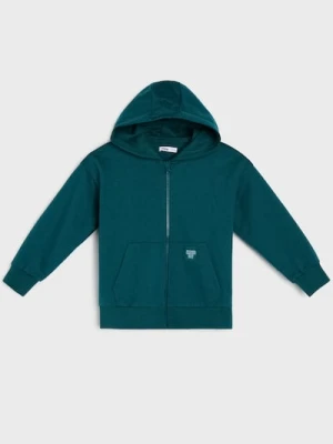 Sinsay - Rozpinana bluza z kapturem - zielony