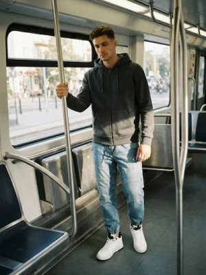 Sinsay - Rozpinana bluza z kapturem - zielony