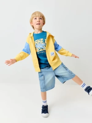 Sinsay - Rozpinana bluza z kapturem - żółty