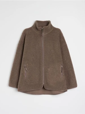 Sinsay - Rozpinana bluza z sherpy - brązowy