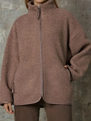 Sinsay - Rozpinana bluza z sherpy - brązowy