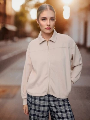 Sinsay - Rozpinana bluza ze stójką - beżowy