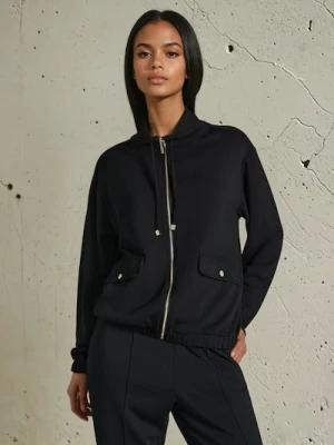 Sinsay - Rozpinana bluza ze stójką soft touch - czarny