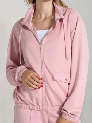 Sinsay - Rozpinana bluza ze stójką soft touch - różowy