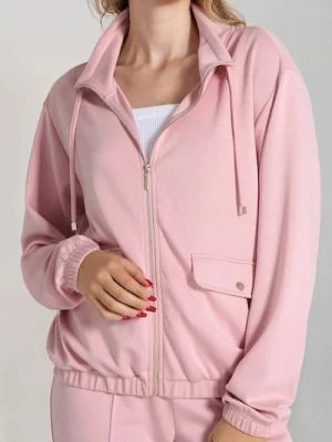 Sinsay - Rozpinana bluza ze stójką soft touch - różowy