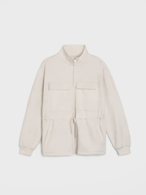 Sinsay - Rozpinana bluza ze stójką z dodatkiem wiskozy "soft touch" - kremowy