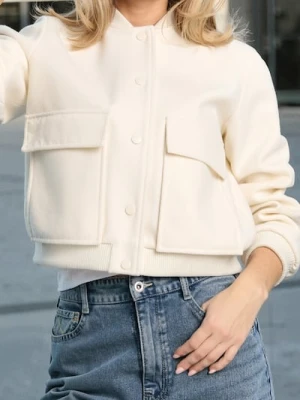 Sinsay - Rozpinana kurtka bez kaptura - kremowy