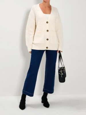 Sinsay - Rozpinany sweter na guziki - kremowy