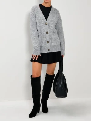 Sinsay - Rozpinany sweter na guziki - szary