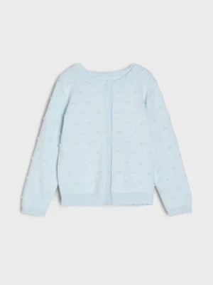 Sinsay - Rozpinany sweter z wypukłymi kuleczkami - błękitny