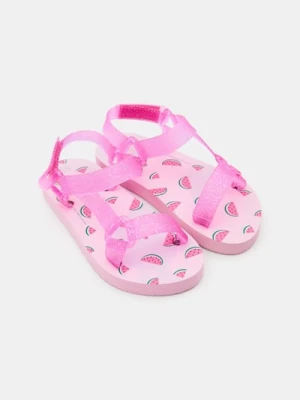 Sinsay - Sandały z brokatowymi paskami - różowy